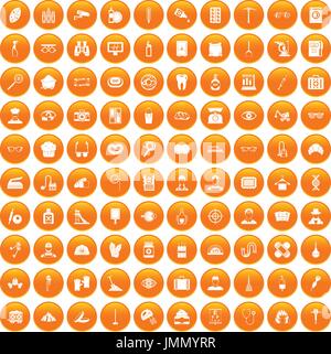 100 profession icons set orange Stock Vector