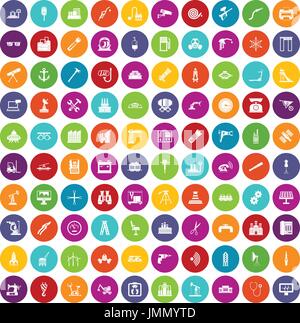 100 equipment icons set color Stock Vector
