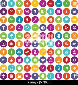 100 farming icons set color Stock Vector