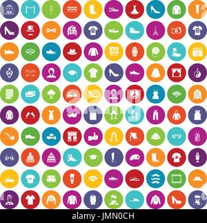 100 fashion icons set color Stock Vector