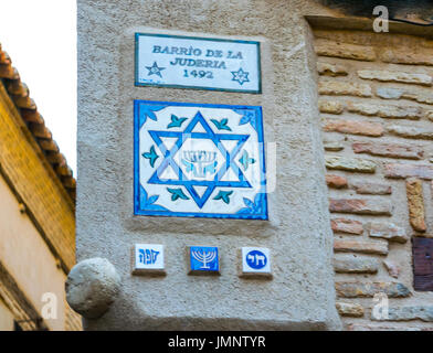 Jew neighborhood sign at Toledo, Spain Stock Photo