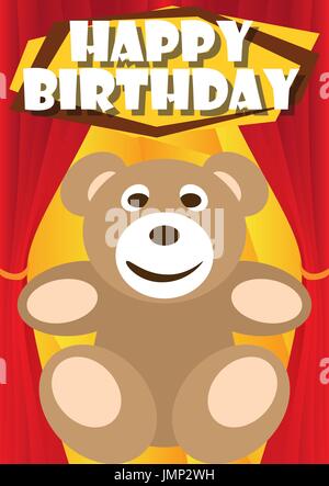 Playful Illustration Birthday Card teddy for the creative use in graphic design Stock Vector