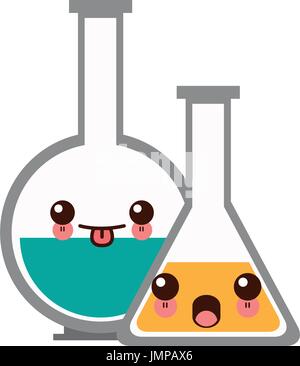 kawaii test tube flask glass laboratory equipment school Stock Vector