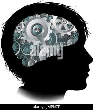 Machine Workings Gears Cogs Brain Child Concept Stock Vector