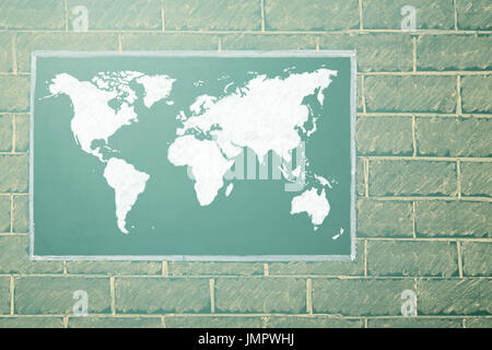 Chalk drawing of World map Stock Photo