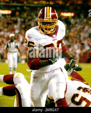 Washington Redskins' running back Clinton Portis stretches before Redskins  game against the Dallas Cowboys at FedEx Field in Landover, Maryland on  September 12, 2010. The Redskins defeated the Cowboys 13-7. UPI/Kevin  Dietsch