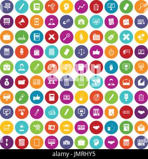 100 finance icons set color Stock Vector