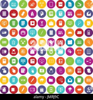 100 folder icons set color Stock Vector
