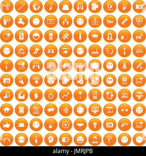 100 social media icons set orange Stock Vector