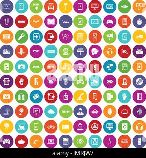 100 gadget icons set color Stock Vector