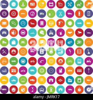 100 garage icons set color Stock Vector