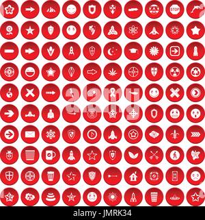 100 logotype icons set red Stock Vector