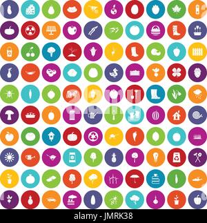 100 garden icons set color Stock Vector