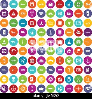 100 gas station icons set color Stock Vector