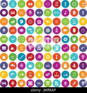 100 gear icons set color Stock Vector
