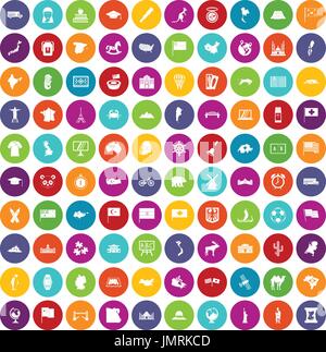 100 geography icons set color Stock Vector