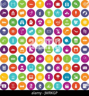 100 glasses icons set color Stock Vector