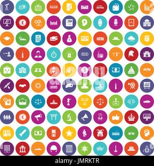 100 government icons set color Stock Vector