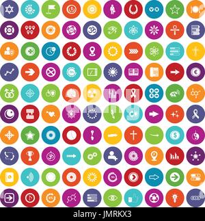 100 graphic elements icons set color Stock Vector