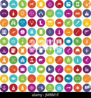 100 guns icons set color Stock Vector