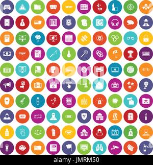 100 hacking icons set color Stock Vector