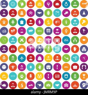 100 handshake icons set color Stock Vector