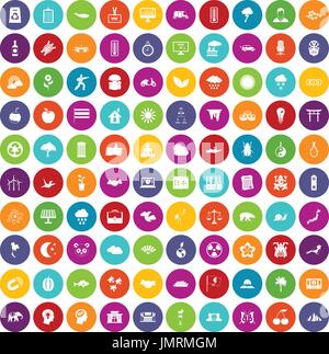 100 harmony icons set color Stock Vector