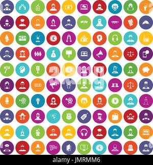 100 headhunter icons set color Stock Vector