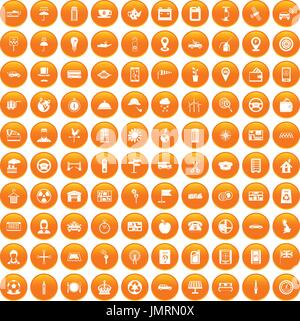 100 taxi icons set orange Stock Vector