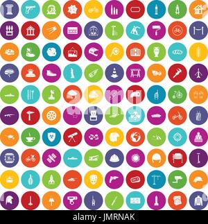 100 helmet icons set color Stock Vector