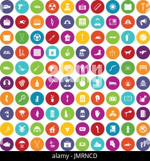 100 help icons set color Stock Vector