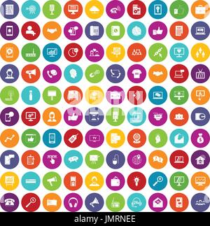100 help desk icons set color Stock Vector