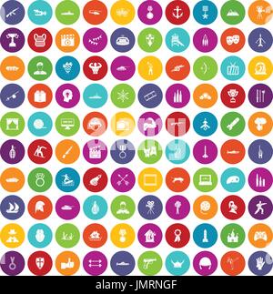 100 hero icons set color Stock Vector