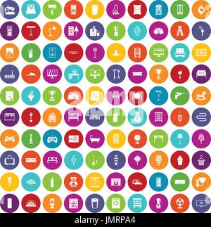 100 home icons set color Stock Vector