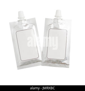 Blank spout pouch with cap or doy pack. isolated on white background with clipping path Stock Photo