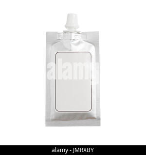 Blank spout pouch with cap or doy pack. isolated on white background with clipping path Stock Photo