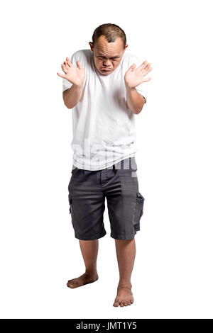 Portrait of a man with down syndrome. Isolated on white background with  clipping path Stock Photo - Alamy