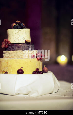 Wedding Cake Made of Various Cheeses Stock Photo