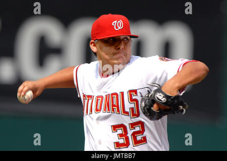 The Washington Nationals Chad Cordero pumps his fist after closing out the  ninth inning for his fourth save of the season against the Philadelphia  Phillies on April 26, 2005 at RFK Stadium