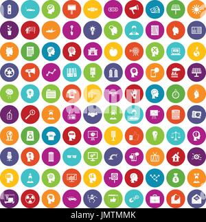 100 idea icons set color Stock Vector
