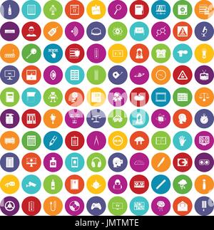 100 information icons set color Stock Vector