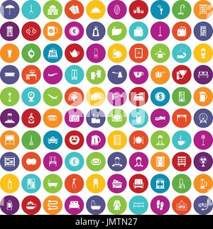 100 inn icons set color Stock Vector