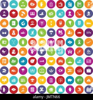 100 insurance icons set color Stock Vector