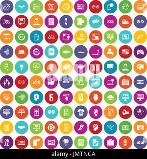 100 interface icons set color Stock Vector