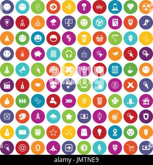 100 interface pictogram icons set color Stock Vector