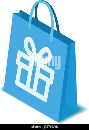 Paper shopping bag icon, isometric style Stock Vector