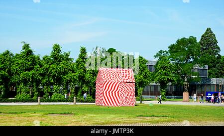 Red and White small building at Karlsruhe Palace or Schloss Karlsruhe, Karlsruhe, Germany. Stock Photo