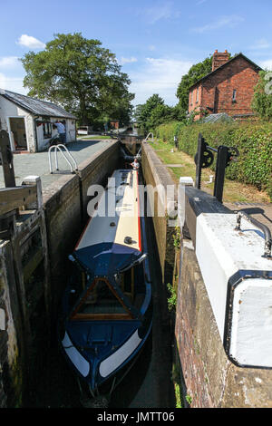 The Hurleston flight of locks at Hurleston Junction on the Llangollen