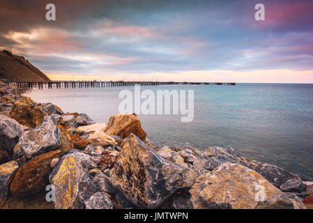 Rapid bay jetty at sunset, Fleurieu Peninsula, South Australia Stock Photo