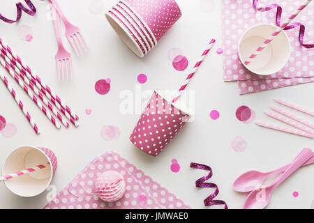 Pink party background overhead view Stock Photo